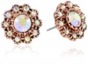 Betsey Johnson Iconic Vintage Rose Round Crystal Gem Stud Earrings