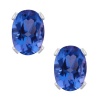 1.60 Ct Oval Genuine Tanzanite 925 Sterling Silver Stud Earrings 5X7mm