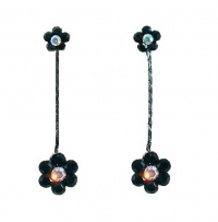 Earrings - E127 - Swarovski Crystal Flower Drop ~ Jet (Black) Earrings - E127 - Swarovski Crystal Flower Drop ~ Jet (Black)