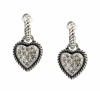 Alfani Earrings, Antique Silver Pave Crystal Heart Earrings