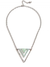 GUESS Silver-Tone and Mint Triangle Necklace, POP COLOR GUESS Silver-Tone and Mint Triangle Necklace, POP COLOR