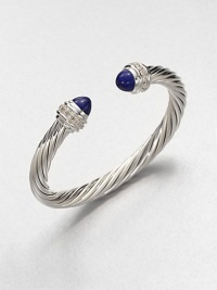 From the Cable Classics Collection. Dazzling diamonds accent this signature sterling silver cable design with lapis end caps. LapisDiamonds, .48 tcwSterling silverDiameter, about 2Slip-on styleImported 