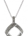 Judith Jack Sterling Silver and Marcasite Pave Square Drop Pendant Necklace