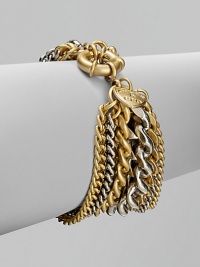 A wide, chunky style in a modern, two-tone design. Brass and silver oxide plated brassSpring ring closureLength, about 7½Imported A wide, chunky style in a modern, two-tone design. Brass and silver oxide plated brassSpring ring closureLength, about 7½Imported