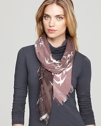 Made on Mongolian looms over 100 years old, this Leigh & Luca NY scarf features a cascading bird print and on-trend ombre colors. Like a work of art, each limited-edition Leigh & Luca NY scarf is numbered and packaged in a signature plastic bag with instructional flag art depicting ways to wear it. Made on Mongolian looms over 100 years old, this Leigh & Luca NY scarf features a cascading bird print and on-trend ombre colors. Like a work of art, each limited-edition Leigh & Luca NY scarf is numbered and packaged in a signature plastic bag with instructional flag art depicting ways to wear it.
