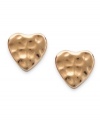 The loving couple. Studio Silver's pair of stud earrings, set in 18k rose gold over sterling silver, features a hammered heart design for a stylish touch with a bit of an edge. Approximate diameter: 1/2 inch.