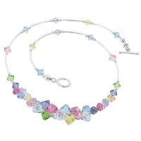 Sterling Silver Multicolor Crystal Necklace Made with Swarovski Elements Sterling Silver Multicolor Crystal Necklace Made with Swarovski Elements