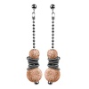 Studio 925 Bingle Bangle Italian Sterling Silver with Rose Gold Vermeil, Diamond cut Beads and Grey Spring Earrings