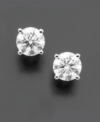 Perfectly polished in every way. Complete your look in stunning round-cut diamond stud earrings (1/2 ct. t.w.). Crafted in 14k white gold. Approximate diameter: 4 mm. Perfectly polished in every way. Complete your look in stunning round-cut diamond stud earrings (1/2 ct. t.w.). Crafted in 14k white gold. Approximate diameter: 4 mm.