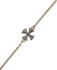 Crossover appeal. This necklace, set in 14k gold over sterling silver and oxidized sterling silver, shines with cubic zirconia accents. Approximate length: 7-1/2 inches. Approximate charm size: 1/2 inch. Crossover appeal. This necklace, set in 14k gold over sterling silver and oxidized sterling silver, shines with cubic zirconia accents. Approximate length: 7-1/2 inches. Approximate charm size: 1/2 inch.