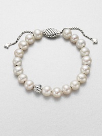 From the Spiritual Bead Collection. Luminous white freshwater pearls on a sterling silver box chain with sterling silver cabled bead accents. 8mm white freshwater pearlsSterling silverDiameter, about 7.75 adjustableBead closureImported From the Spiritual Bead Collection. Luminous white freshwater pearls on a sterling silver box chain with sterling silver cabled bead accents. 8mm white freshwater pearlsSterling silverDiameter, about 7.75 adjustableBead closureImported