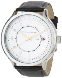 French Connection Men's FC1055SWB Black Leather Strap Round Stainless Steel Case Watch French Connection Men's FC1055SWB Black Leather Strap Round Stainless Steel Case Watch