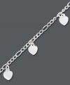 You'll fall in love with this sweet style from Giani Bernini. Polished heart charm accents adorn a simple Figaro link chain. Crafted in sterling silver. Approximate length: 7 inches.