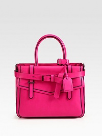 A signature style in luxuriously smooth leather with contrast edges for a unique design.Double top handles, 5½ dropOpen topOne outside flap pocketTwo inside zip pocketsCotton lining12¾W X 10H X 4DImported A signature style in luxuriously smooth leather with contrast edges for a unique design.Double top handles, 5½ dropOpen topOne outside flap pocketTwo inside zip pocketsCotton lining12¾W X 10H X 4DImported