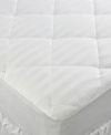 Keep your mattress protected and add an extra layer of plush comfort with this Waterproof mattress pad from Charter Club. Featuring a diamond quilted design with dobby woven stripes and hypoallergenic construction, this pad is sure to keep your mattress well-kept.