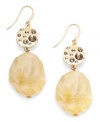 Naturally chic. Alfani's elegant earring style draws inspiration from the earth with topaz-hued glass beads and shimmering glass accents. Set in gold-plated mixed metal. Approximate drop: 2-1/4 inches.