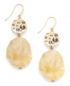 Naturally chic. Alfani's elegant earring style draws inspiration from the earth with topaz-hued glass beads and shimmering glass accents. Set in gold-plated mixed metal. Approximate drop: 2-1/4 inches.