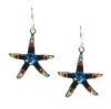 Firefly Sterling Silver Plated Starfish Mosaic Swarovski Crystal and Czech Bead Dangle Earrings in Multicolor
