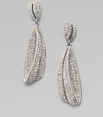 A unique, wave shape embellished in brilliant crystals throughout for an elegant style. Rhodium plated brassCrystalsLength, about 1½ Post backImported 