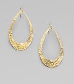 From the Crinkle Collection. Cutout teardrops of hammered 18k gold make a bold yet elegant statement.18k gold Length, about 3 Ear wire Imported