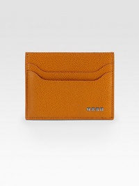 A sleek card case in finely pebbled leather with a front logo detail.Five card slotsLeather4 x 3Made in Italy A sleek card case in finely pebbled leather with a front logo detail.Five card slotsLeather4 x 3Made in Italy