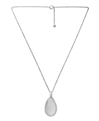 Create a smooth silhouette with this sleek pendant by Emporio Armani. A teardrop-shaped crystal accented by cubic zirconias adds instant style to your look. Stainless steel setting and chain. Approximate length: 16-1/2 inches +2-inch extender. Approximate drop: 1-1/2 inches. Create a smooth silhouette with this sleek pendant by Emporio Armani. A teardrop-shaped crystal accented by cubic zirconias adds instant style to your look. Stainless steel setting and chain. Approximate length: 16-1/2 inches +2-inch extender. Approximate drop: 1-1/2 inches.