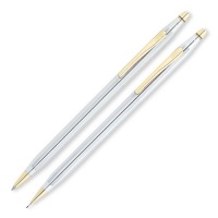 Cross Classic Century, Medalist Ballpoint Pen and .07mm Pencil Set, Polished Chrome with 23 Karat Gold Plated Appointments (330105) Cross Classic Century, Medalist Ballpoint Pen and .07mm Pencil Set, Polished Chrome with 23 Karat Gold Plated Appointments (330105)