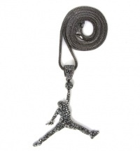 ICED OUT HEMATITE BLACK AIR JORDAN PENDANT & 36 FRANCO NECKLACE CHAIN ICED OUT HEMATITE BLACK AIR JORDAN PENDANT & 36 FRANCO NECKLACE CHAIN