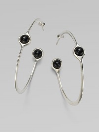 A sleek and modern piece with smooth black agate set in sterling silver. Black agateSterling silverLength, about 1¾Post backImported A sleek and modern piece with smooth black agate set in sterling silver. Black agateSterling silverLength, about 1¾Post backImported