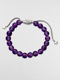 From the Spiritual Bead Collection. A simple strand of richly hued, 8mm amethyst beads on a sterling silver chain with an oval cable slide clasp.AmethystSterling silverDiameter, about 2Adjustable slide claspImported From the Spiritual Bead Collection. A simple strand of richly hued, 8mm amethyst beads on a sterling silver chain with an oval cable slide clasp.AmethystSterling silverDiameter, about 2Adjustable slide claspImported