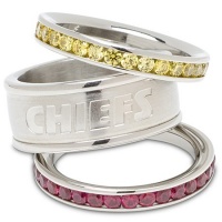 Stainless Steel Kansas City Chiefs Stacked Ring Set Stainless Steel Kansas City Chiefs Stacked Ring Set