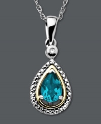 The perfect personalized gift. Surprise her this December with a stunning birthstone pendant. Crafted from 14k gold and sterling silver, pendant features a pear-cut blue topaz (3/4 ct. t.w.) and a sparkling diamond accent. Approximate length: 18 inches. Approximate drop: 1 inch. The perfect personalized gift. Surprise her this December with a stunning birthstone pendant. Crafted from 14k gold and sterling silver, pendant features a pear-cut blue topaz (3/4 ct. t.w.) and a sparkling diamond accent. Approximate length: 18 inches. Approximate drop: 1 inch.