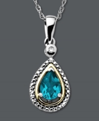 The perfect personalized gift. Surprise her this December with a stunning birthstone pendant. Crafted from 14k gold and sterling silver, pendant features a pear-cut blue topaz (3/4 ct. t.w.) and a sparkling diamond accent. Approximate length: 18 inches. Approximate drop: 1 inch.