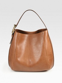 Washed leather design finished with an adjustable buckle strap and antique hardware. Adjustable top handle, 6¼-7¾ dropOne inside zip pocketTwo inside open pocketsNatural cotton linen lining16W X 12¾H X 7DMade in Italy Washed leather design finished with an adjustable buckle strap and antique hardware. Adjustable top handle, 6¼-7¾ dropOne inside zip pocketTwo inside open pocketsNatural cotton linen lining16W X 12¾H X 7DMade in Italy