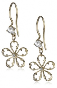 Mizuki 14k Earrings Wire White Diamond Charm Clover