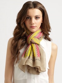 A bold and modern arrowhead print in bright colors on luxurious silk and cashmere. 50% silk/50% cashmereAbout 51 X 71Dry cleanImported A bold and modern arrowhead print in bright colors on luxurious silk and cashmere. 50% silk/50% cashmereAbout 51 X 71Dry cleanImported