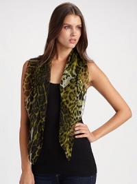 Lavish Italian silk square in exotic leopard print. About 35 X 35 Silk; dry clean Made in Italy Lavish Italian silk square in exotic leopard print. About 35 X 35 Silk; dry clean Made in Italy