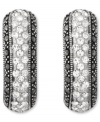 Shades of grey. Light clear crystals and dark marcasite combines on Genevieve & Grace's pretty clip-on earrings. Set in sterling silver; for non-pierced ears. Approximate length: 1 inch. Approximate width: 5/16 inch.