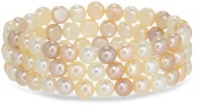 Woven Freshwater Cultured 3-Row Multi-Color Pink Pearl Stretch Bracelet, 7.5 Woven Freshwater Cultured 3-Row Multi-Color Pink Pearl Stretch Bracelet, 7.5