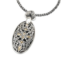 925 Silver Filigree Swirl Pendant with 18k Gold Accents 925 Silver Filigree Swirl Pendant with 18k Gold Accents