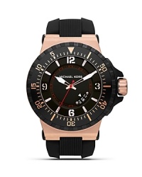 Adopt a sporty approach to accessorizing with this athletic-inspired watch from MICHAEL Michael Kors. With an oversized bezel and bold markers, it's ready for urban adventures. Adopt a sporty approach to accessorizing with this athletic-inspired watch from MICHAEL Michael Kors. With an oversized bezel and bold markers, it's ready for urban adventures.