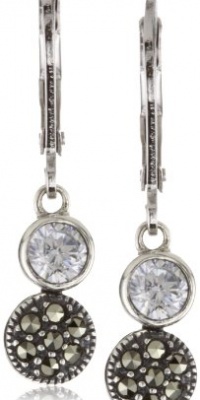 Judith Jack Sterling Silver Cubic Zirconia with Marcasite Pave Mini Drop Earrings Judith Jack Sterling Silver Cubic Zirconia with Marcasite Pave Mini Drop Earrings