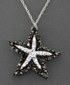 Bring the fresh feeling of the seaside into your style with this gorgeous diamond starfish necklace featuring round-cut black diamonds (1/5 ct. t.w.) and white diamond accents. Setting and chain crafted in 14k white gold. Approximate length: 18 inches. Approximate drop: 3/4 inch.