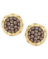 Sumptuously-sparkling studs! Le Vian's chic stud earrings feature a pretty oval shape that highlights round-cut chocolate diamonds (1/3 ct. t.w.) and white diamond accents. Set in 14k gold. Approximate diameter: 1/4 inch.