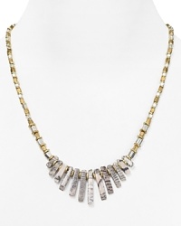 Vanessa Mooney is on our it list, and this silver and brass beaded necklace exemplifies the label's edge-right look, accented by bold frontal stones. Vanessa Mooney is on our it list, and this silver and brass beaded necklace exemplifies the label's edge-right look, accented by bold frontal stones.