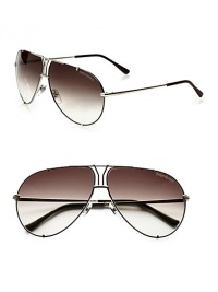 Chic metal frames with an iconic logo between the bridge and top bar. Available in brown chocolate with grey gradient lens. Logo temples100% UV protectionMade in Italy Chic metal frames with an iconic logo between the bridge and top bar. Available in brown chocolate with grey gradient lens. Logo temples100% UV protectionMade in Italy