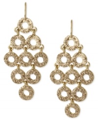 All that glitters is this pair of chandelier earrings from Kenneth Cole New York. Crafted from gold-tone mixed metal, the earrings truly sparkle. Item comes packaged in a signature Kenneth Cole New York Gift Box. Approximate drop: 2-3/8 inches. All that glitters is this pair of chandelier earrings from Kenneth Cole New York. Crafted from gold-tone mixed metal, the earrings truly sparkle. Item comes packaged in a signature Kenneth Cole New York Gift Box. Approximate drop: 2-3/8 inches.