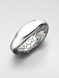 Capture a piece of spring's clear blue sky with blue topaz and aquamarine set in sterling silver. Swiss blue topazMilky aquamarineSterling silverDiameter, about 2.36Hinged closureMade in Bali Capture a piece of spring's clear blue sky with blue topaz and aquamarine set in sterling silver. Swiss blue topazMilky aquamarineSterling silverDiameter, about 2.36Hinged closureMade in Bali