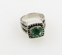 Sterling Silver and Green Amethyst Ring From Bali Size 8