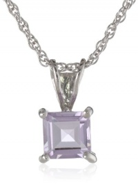 Sterling Silver 6mm Square-Cut Amethyst Pendant Necklace Sterling Silver 6mm Square-Cut Amethyst Pendant Necklace